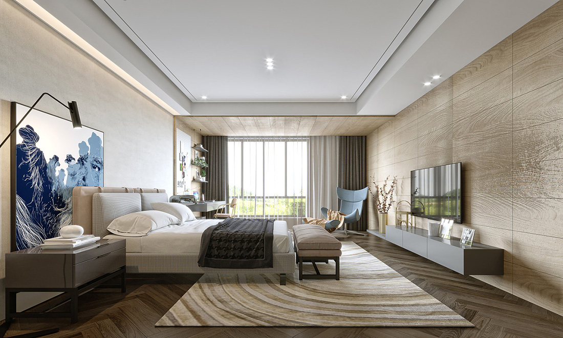 現(xiàn)代風格別墅設計-主臥 | 藍調設計